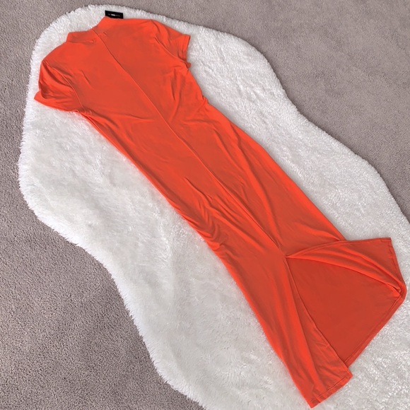 Fashion Nova Orange Bodycon Midi Dress - Picture 3 of 4
